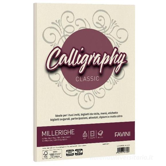 Album 50 fogli avorio ruvidi formato A4 200 gr Calligraphy Millerighe