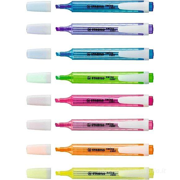 Astuccio 8 evidenziatori Stabilo Swing Cool