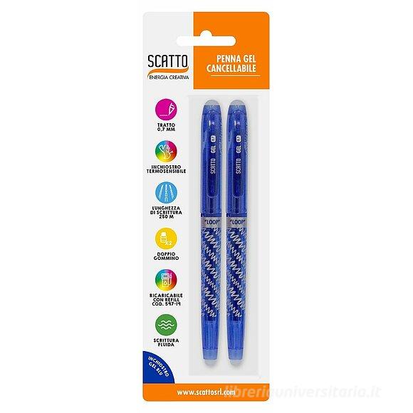 Confezione 2 penne a gel cancellabili e ricaricabili tratto 0,7 mm colore blu