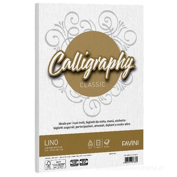 Album 50 fogli bianchi formato A4 200 gr Calligraphy Lino