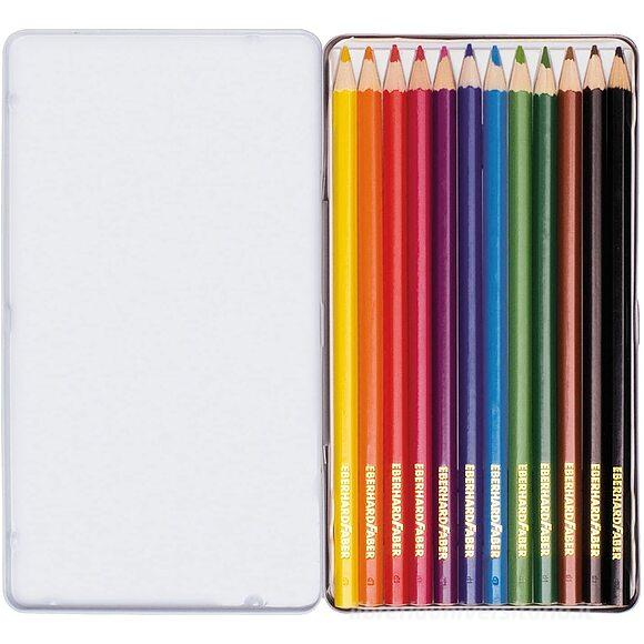 Astuccio in metallo con 12 matite colorate esagonali