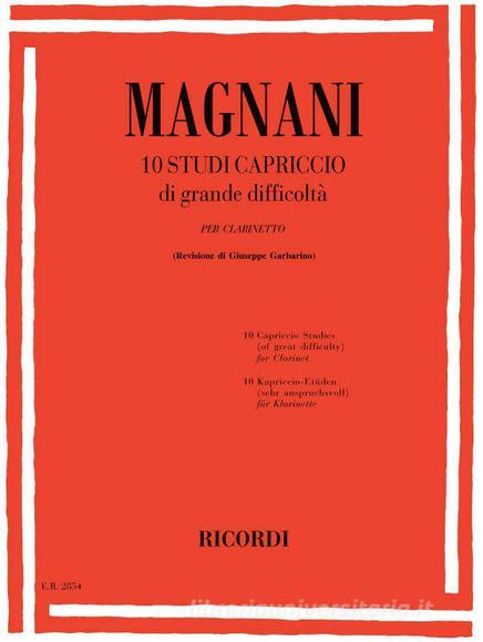 10 Studi Capriccio Di Grande Difficolta Per Clarinetto In Si Bem.