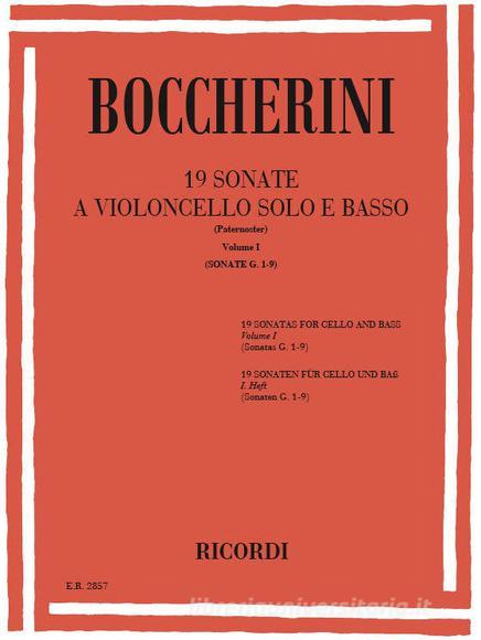 19 Sonate G.1 - 9 Per Violoncello Solo E Basso - Volume I Spartito+Parti
