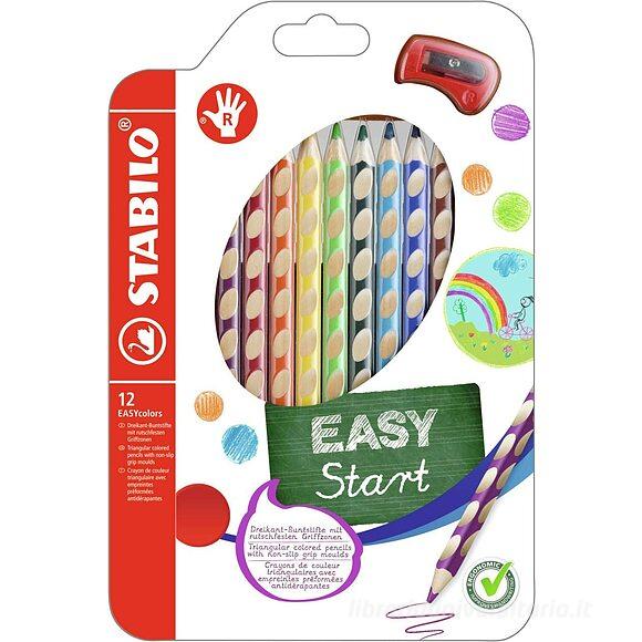 Astuccio 12 matite colorate ergonomiche per destrorsi Easy Start con temperino