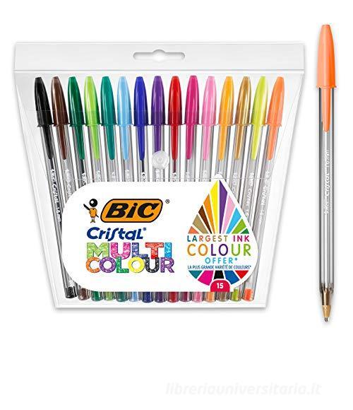 Confezione 15 penne a sfera Bic Cristal Multicolor colori assortiti