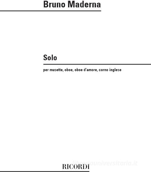 Solo Per Musette, Oboe, Oboe D'Amore, Corno Inglese (Un Solo Esecutore)