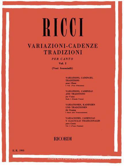 Variazioni - Cadenze Tradizioni Per Canto - Vol. 1 Voci Femminili
