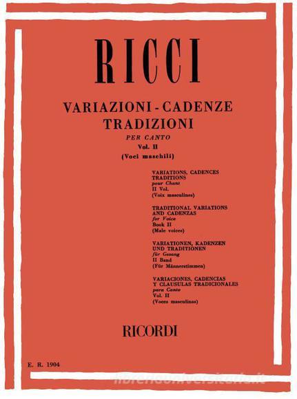 Variazioni - Cadenze Tradizioni Per Canto - Vol. 2 Voci Maschili