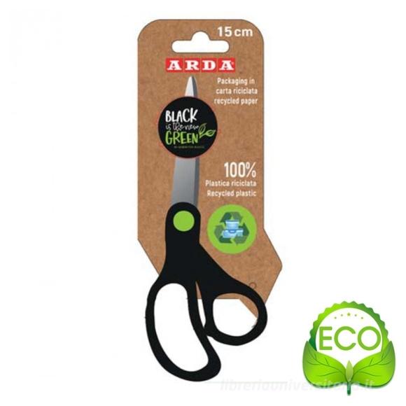 Forbici con manico in plastica riciclata Black is the new Green cm 15