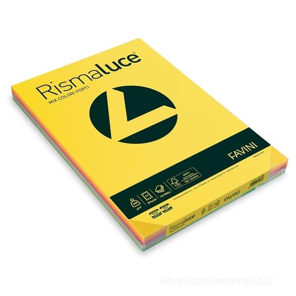 Risma Luce 125 fogli colori assortiti forti formato A3 200 gr