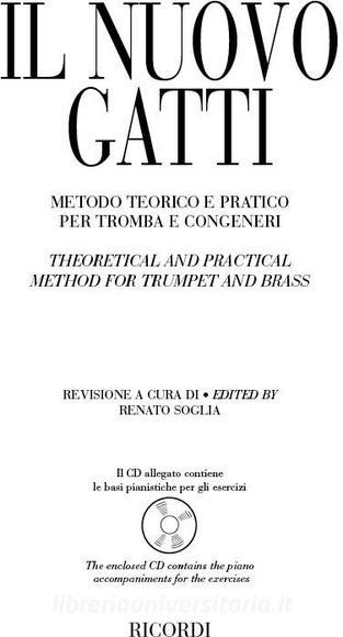 Il Nuovo Gatti Ed. R. Soglia - Metodo Teorico E Pratico Per Tromba E Congeneri Metodo + Cd