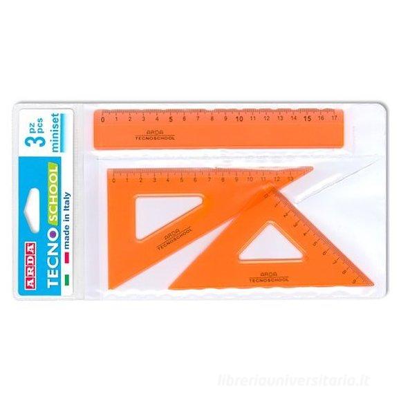 Mini set da disegno 3 pezzi TecnoSchool Fluo Colors