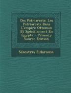 Des Patriarcats: Les Patriarcats Dans L'Empire Ottoman Et Specialement En Egypte di Sesostris Sidarouss edito da Nabu Press