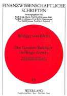 Das Gramm-Rudman-Hollings-Gesetz di Rüdiger von Kleist edito da Lang, Peter GmbH