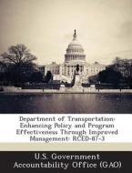 Department Of Transportation edito da Bibliogov