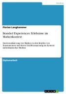 Branded Experiences. Erlebnisse im Markenkontext di Florian Langhammer edito da GRIN Publishing