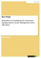 Methoden zur Ermittlung der relevanten Inputparameter in der strategischen Asset Allocation di Marc Philipp edito da GRIN Verlag