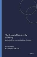 The Research Mission of the University: Policy Reforms and Institutional Response edito da SENSE PUBL
