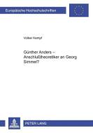 Günther Anders di Volker Kempf edito da Lang, Peter GmbH
