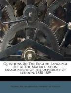 Questions On The English Language Set At di Frederic William Levander edito da Nabu Press