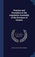 Practice And Procedure In The Legislative Assembly Of The Province Of Ontario edito da Sagwan Press