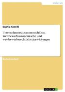 Unternehmenszusammenschlüsse. Wettbewerbsökonomische und wettbewerbsrechtliche Auswirkungen di Sophia Camilli edito da GRIN Verlag