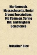 Marlborough, Massachusetts, Burial Ground Inscriptions; Old Common, Spring Hill, And Brigham Cemeteries di Franklin Pierce Rice edito da General Books Llc