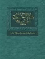 Junior Studies in Algebra. Examination-Questions on Colenso's Algebra, Part 1 di John William Colenso, John Hunter edito da Nabu Press