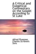 A Critical And Exegetical Commentary On The Gospel According To St Luke di Alfred Plummer edito da Bibliolife