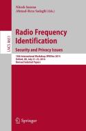 Radio Frequency Identification: Security and Privacy Issues edito da Springer International Publishing