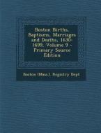 Boston Births, Baptisms, Marriages and Deaths, 1630-1699, Volume 9 edito da Nabu Press