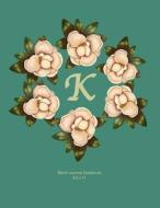 Blank Journal Notebook: K: Monogram with Magnolia Wreath. Original Artwork, Soft Teal Covered Journal, 110 Blank Pages 8.5x11 di Suzanne Butler edito da Createspace Independent Publishing Platform
