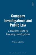 Company Investigations And Public Law di Andrew Lidbetter edito da Bloomsbury Publishing Plc