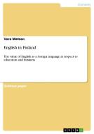 English In Finland di Vera Metzen edito da Grin Publishing