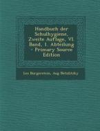 Handbuch Der Schulhygiene, Zweite Auflage, VI. Band, 1. Abteilung di Leo Burgerstein, Aug Netolitzky edito da Nabu Press