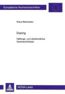 Doping di Klaus Markowetz edito da Lang, Peter GmbH