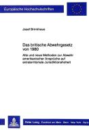 Das britische Abwehrgesetz von 1980 di Josef Brinkhaus edito da Lang, Peter GmbH