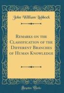 Remarks on the Classification of the Different Branches of Human Knowledge (Classic Reprint) di John William Lubbock edito da Forgotten Books