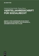 Vierteljahresschrift für Sozialrecht, Beiheft 1/1978, Einführung in das Recht der sozialen Sicherheit von Frankreich, Gr di Gerhard Igl, Bernd Schulte, Thomas Simons edito da De Gruyter