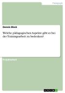 Welche pädagogischen Aspekte gibt es bei der Trainingsarbeit zu bedenken? di Dennis Bleck edito da GRIN Verlag