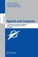 Speech and Computer edito da Springer-Verlag GmbH