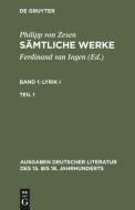Lyrik I. Erster Teil di Philipp Von Zesen edito da De Gruyter