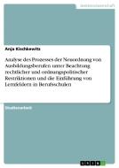 Analyse des Prozesses der Neuordnung von Ausbildungsberufen unter Beachtung rechtlicher und ordnungspolitischer Restrikt di Anja Kischkewitz edito da GRIN Publishing