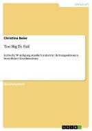 Too Big To Fail di Christina Beier edito da GRIN Verlag