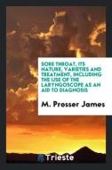 Sore Throat, Its Nature, Varieties and Treatment, Including the Use of the Laryngoscope as an Aid to Diagnosis di M. Prosser James edito da LIGHTNING SOURCE INC