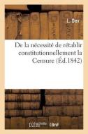 DE LA N CESSIT DE R TABLIR CONSTITUTION di DEV.-L edito da LIGHTNING SOURCE UK LTD