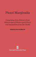 Piozzi Marginalia edito da Harvard University Press