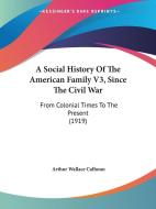 A Social History of the American Family V3, Since the Civil War: From Colonial Times to the Present (1919) di Arthur Wallace Calhoun edito da Kessinger Publishing