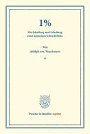 1%. di Adolph Von Wenckstern edito da Duncker & Humblot