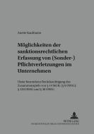 Möglichkeiten der sanktionsrechtlichen Erfassung von (Sonder-)Pflichtverletzungen im Unternehmen di Anette Kaufmann edito da Lang, Peter GmbH